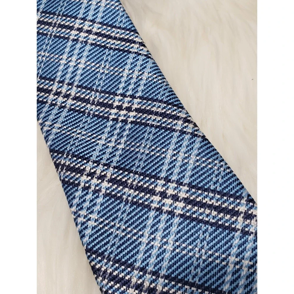 NWT 2 Jos A Bank Traveler 100% Silk Tie Brown Navy Blue Plaid Check Necktie Blue